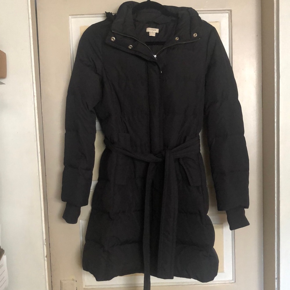 J. Crew long belted puffy down coat